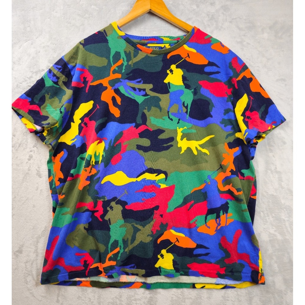Polo Ralph Lauren Camo T-Shirt Mens 2XL Crewneck Graphic Preppy Design